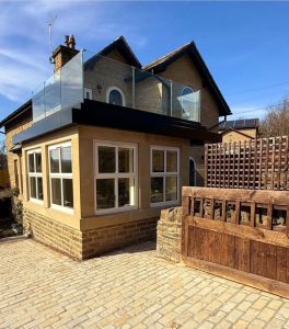 Balustrade with glass balcony outside